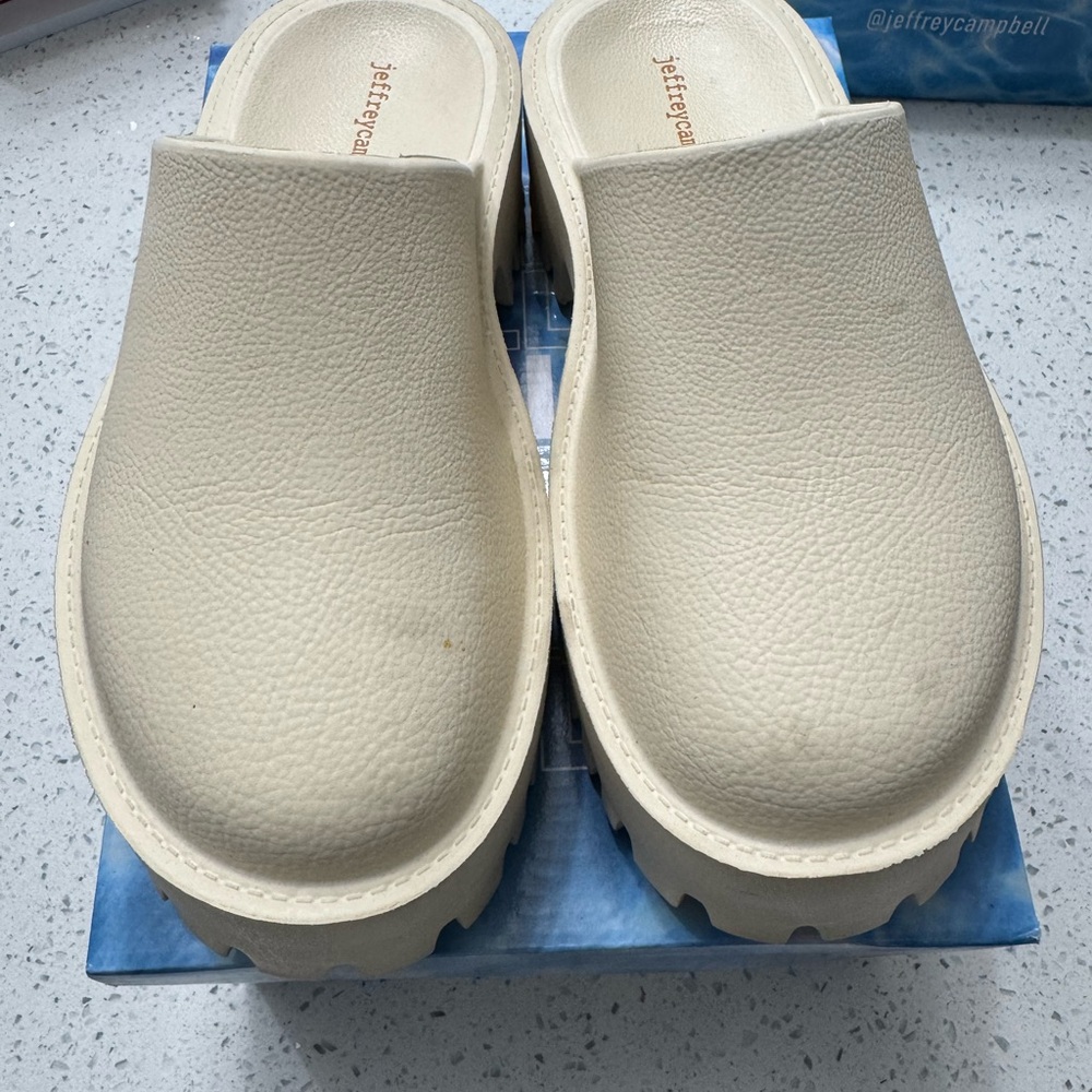Jeffrey Campbell Cream Textured Slip-On Shoes